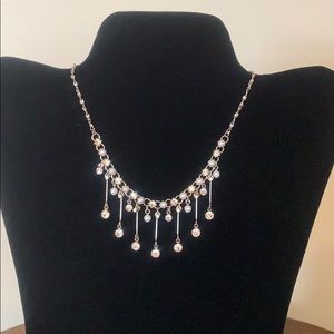 Pearl and rhinestone choker necklace